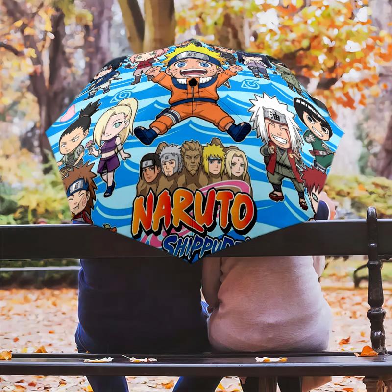 1 шт. Автоматический складной зонт - Узор с иконками Naruto Adventure Портативный складной дизайн с 8 спицами Рождественские и Новогодние подарки