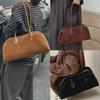 Elegant Suede Large-Capacity Women's Boston Underarm Bag - Fashionable, Versatile, Matte Shoulder Bag