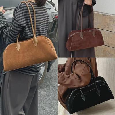 Элегантная замшевая женская сумка Boston Underarm Bag большой вместимости - модная, универсальная, матовая сумка через плечо