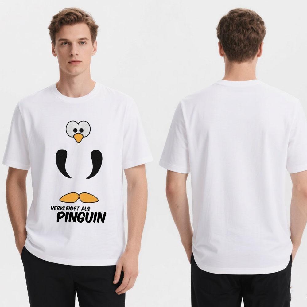 Casual Style Wearing Penguin Costume Festival Performance Men's T-shirt High Quality Cotton Funny Tshits White Ropa Hombre Tops