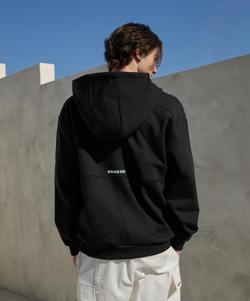 Kandini Black Stitch Zip-Up Hoodie (Unisex)