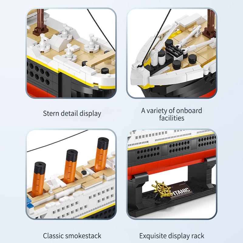 1288PCS City Mini RMS World Famous Movie Titanic Ship Building Blocks Friends Boat Figures Bricks Educational DIY Toys for Kids