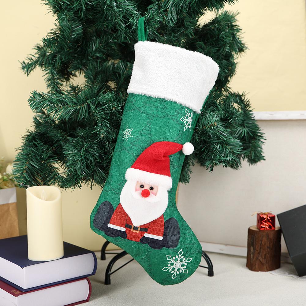 Christmas decorations, printed cartoon Santa snowman gift bag Christmas stockings, Nordic decorations