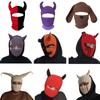 Hat Soft Halloween Funny Horns Creative Knitted Hat Beanies Warm Full Face Cover Ski Mask Hat Windproof Balaclava Hat for Outdoor Sport