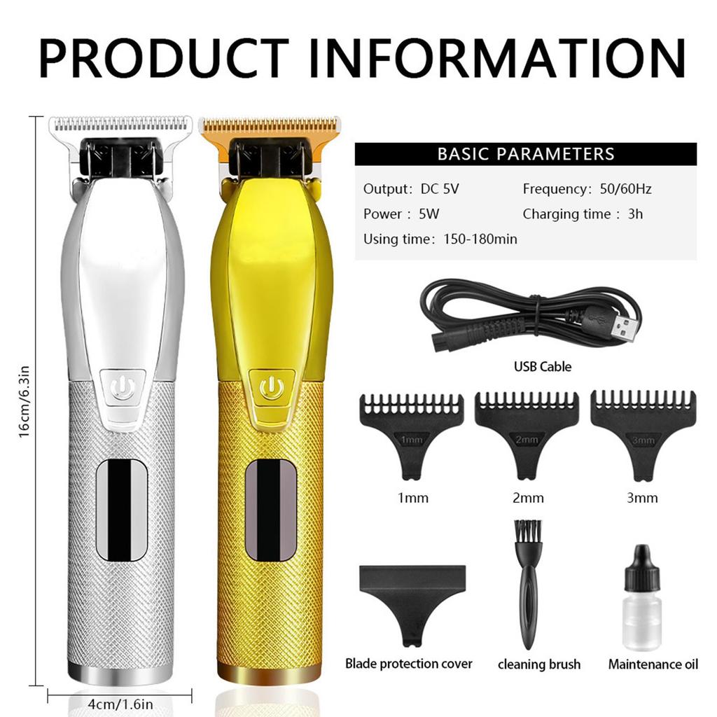 Перезаряжаемая ЖК-машинка для стрижки волос для дома, электрическая парикмахерская, мощная машинка для стрижки волос, металлическая кромка, высокое качество