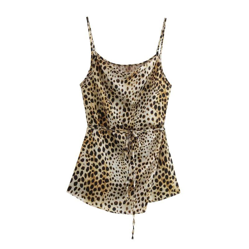 Fashion Style 2024 Autumn New Women's Clothing Easiest for Match Leopard Print Print Sling Tops High Waist Pants 8081013