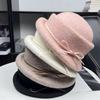 Высококачественный легкий роскошный милый французский шерстяной берет женский осенне-зимний ведро-шляпа с краем-бантом маленькая шляпа-горшок цилиндр