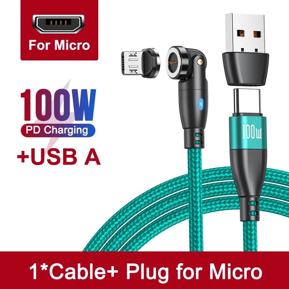 PD 100W 540 вращающийся магнитный кабель USB C на кабель Type C 5A быстрая зарядка шнур данных для Macbook iPhone Xiaomi ноутбук