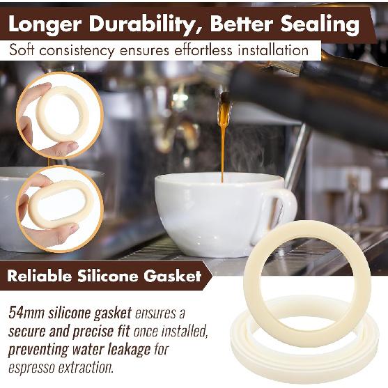 Precision Shower Screen with 54mm Silicone Steam Ring, Compatible with Breville Espresso Machines (54mm), Compatible with Bambino/Bambino Plus, Duo