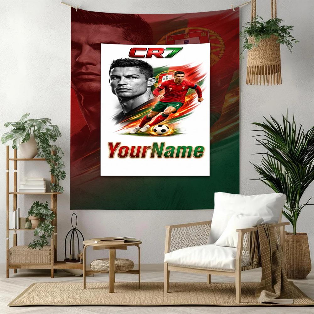 Cristiano Ronaldo Custom Your Name Wall Decor Tapestry Art For Pet Memorial Birthdaywedding Party Backdrop Family Gift