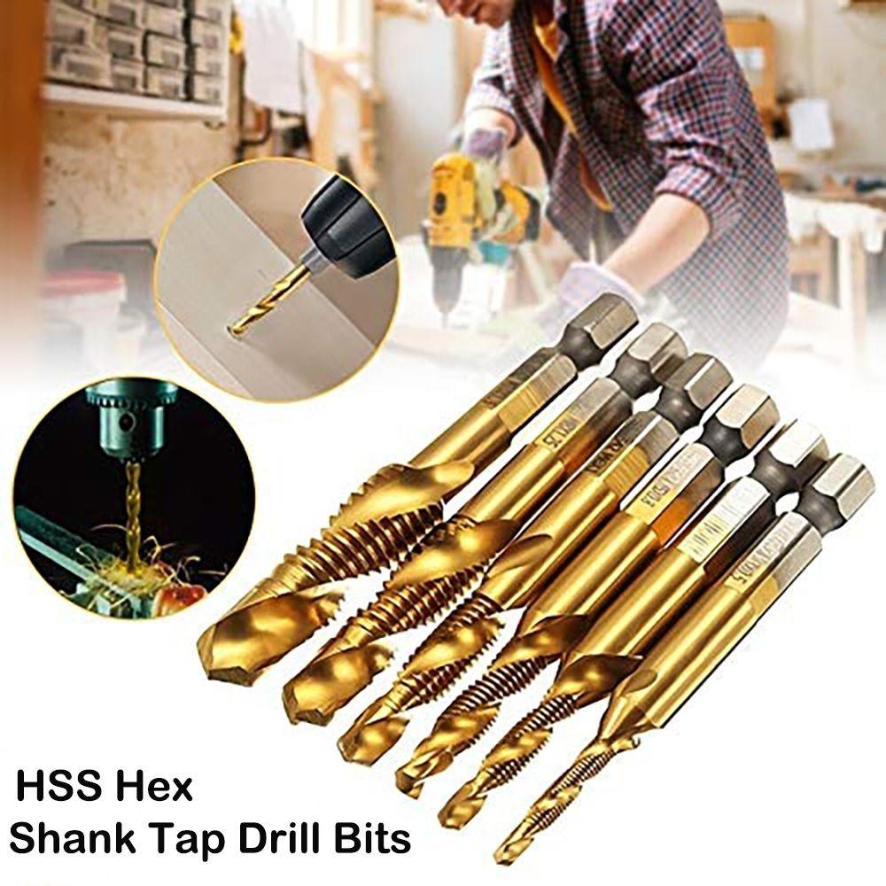 HSS Screw Thread Bit Tap Drill Bits Hex Shank Titanium Plated Tap Drill Bit Shank Tap Drill Bits