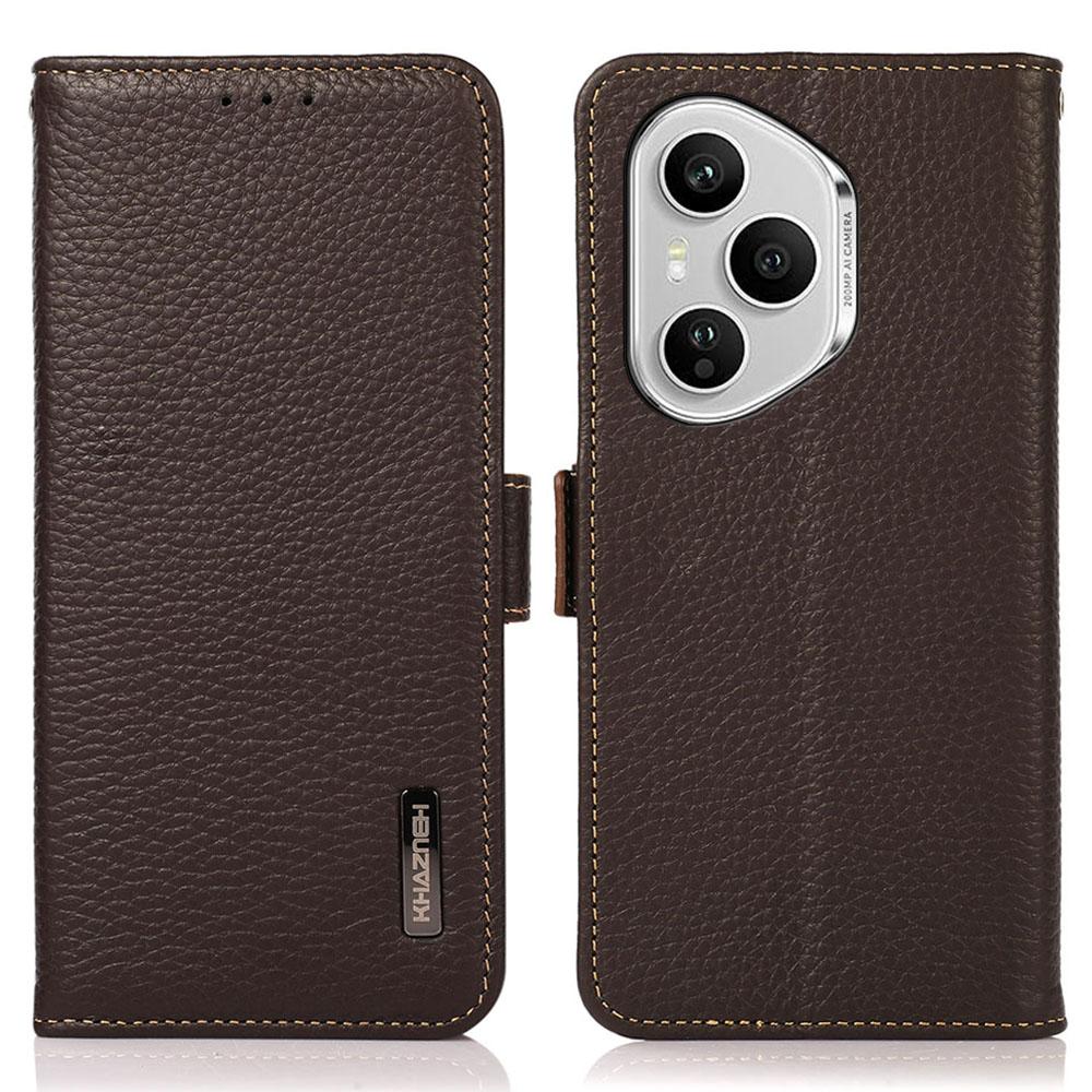 KHAZNEH for Honor 400 Pro 5G (Global) Phone Case Genuine Cow Leather Cover RFID Blocking