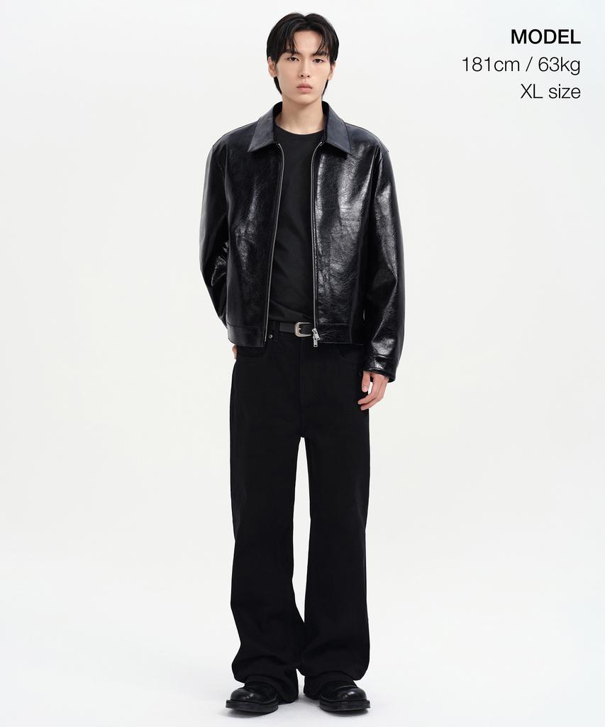 Musinsa Standard Patent Synthetic Leather Single Jacket [Black]