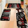Classic Christmas Kitchen Rug Set Non Slip Washable Snowman Red Plaid Truck Snowflake Runner Holiday Decor