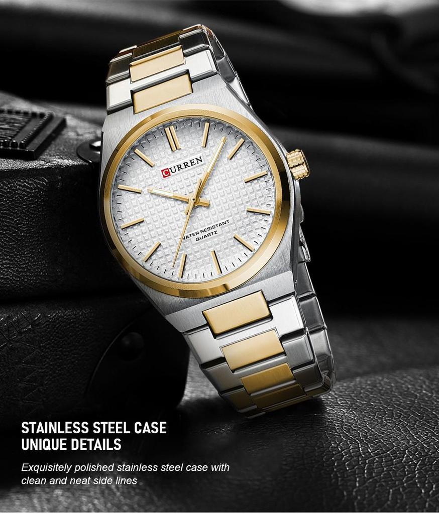 CURREN 8439 Мужские кварцевые часы на стальном ремешке Business Casual