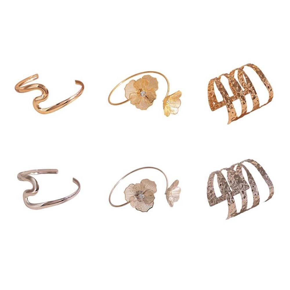 Geometry Wave Line Metal Arm Cuff Zinc Zinc Alloy Wide Open Arm Cuff Simple Bohemian Bracelet Jewelry Gift