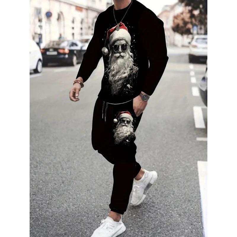 Christmas 2PCS Set Spring Autumn Men Women Fashion 3D Printing Man Fashion Casual Sportswear Sweatshirt Jogging Pants 2Pcs Sets
