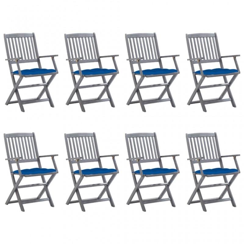 Day and Night - Day and Night Folding Garden Chairs 8 Units and Cushions Solid Acacia Wood