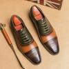 New Men Dress Shoes Brogue Shoes Square Toe Mixed Colors Lace-up Business Shoes for Men with