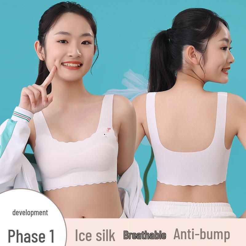 Ice Silk Girls' Training Bra - Junior High Sports Vest for Puberty