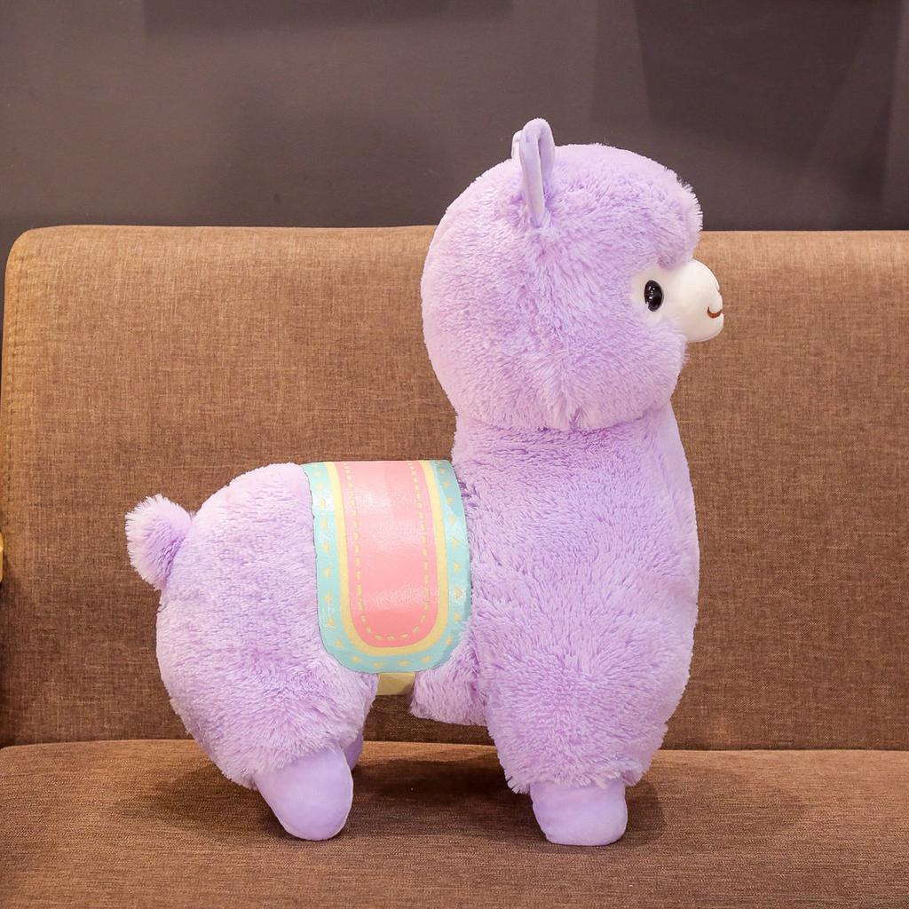 3550Cm Stuffed Saddle Alpaca Doll Plush Toy Purple Pink White Sheep Fuzzy Standing Grassland Cartoon Animal Gift