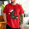 cotton t-shirt Personalized Christmas A~Z T‑Shirt Men Women Santa Hat Reindeer Xmas Graphic Tee Family Matching Holiday Short Sleeve Tops GIFTS