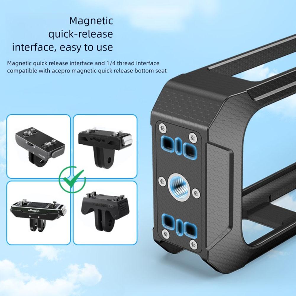 Magnetic Base ABS Frame Case For Insta360 X5 Expansion Protection Rabbit Cage Plastic Frame For Insta360 X5 Camera Accessories