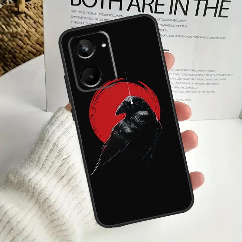 Чехол Ворон Череп Темный Для Realme C67 C55 C53 C51 C35 C33 C31 C30 C25s C21Y GT Neo 5 GT5 9 10 11 12 Pro Plus