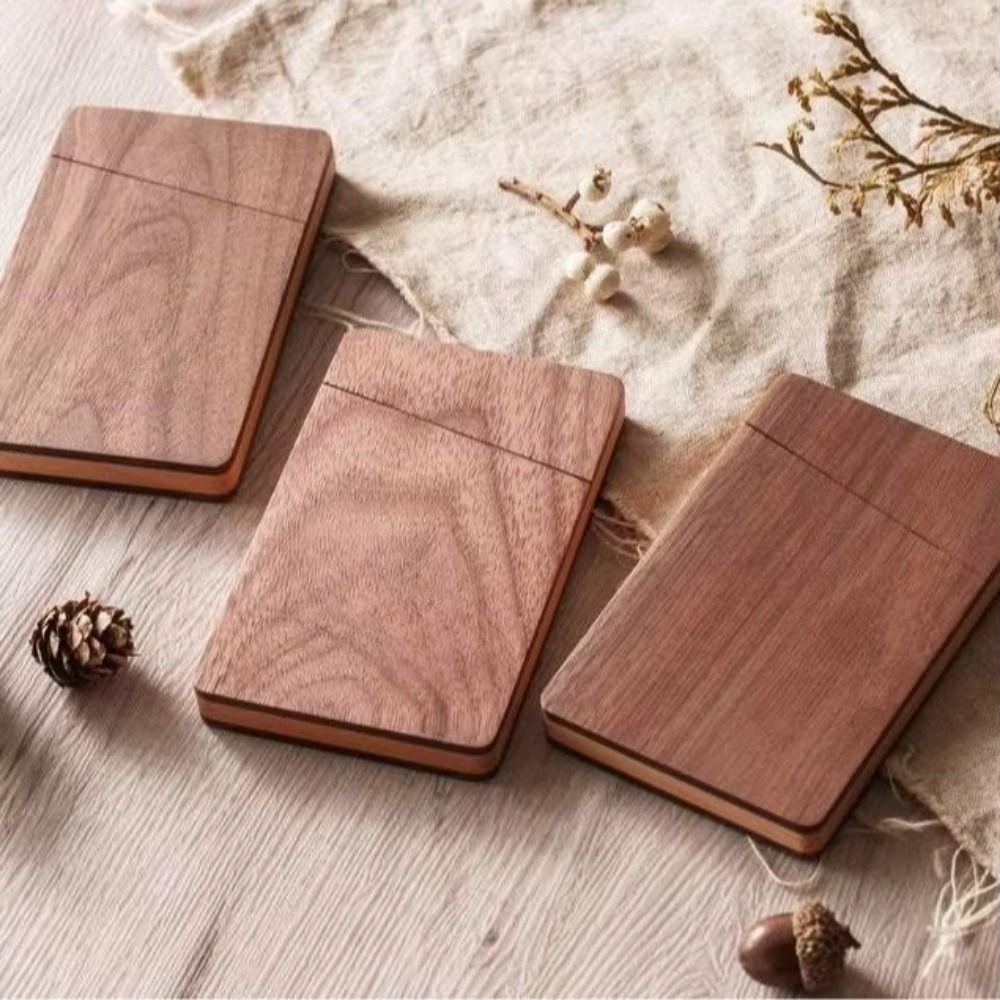 Large Capacity Business Card Storage Box Solid Wood Business Card Organizer  Desk Accessories
