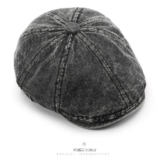 Women's denim octagonal cap, forward-facing cap, outdoor sports cap, men's travel cap, sun-protective baseball cap