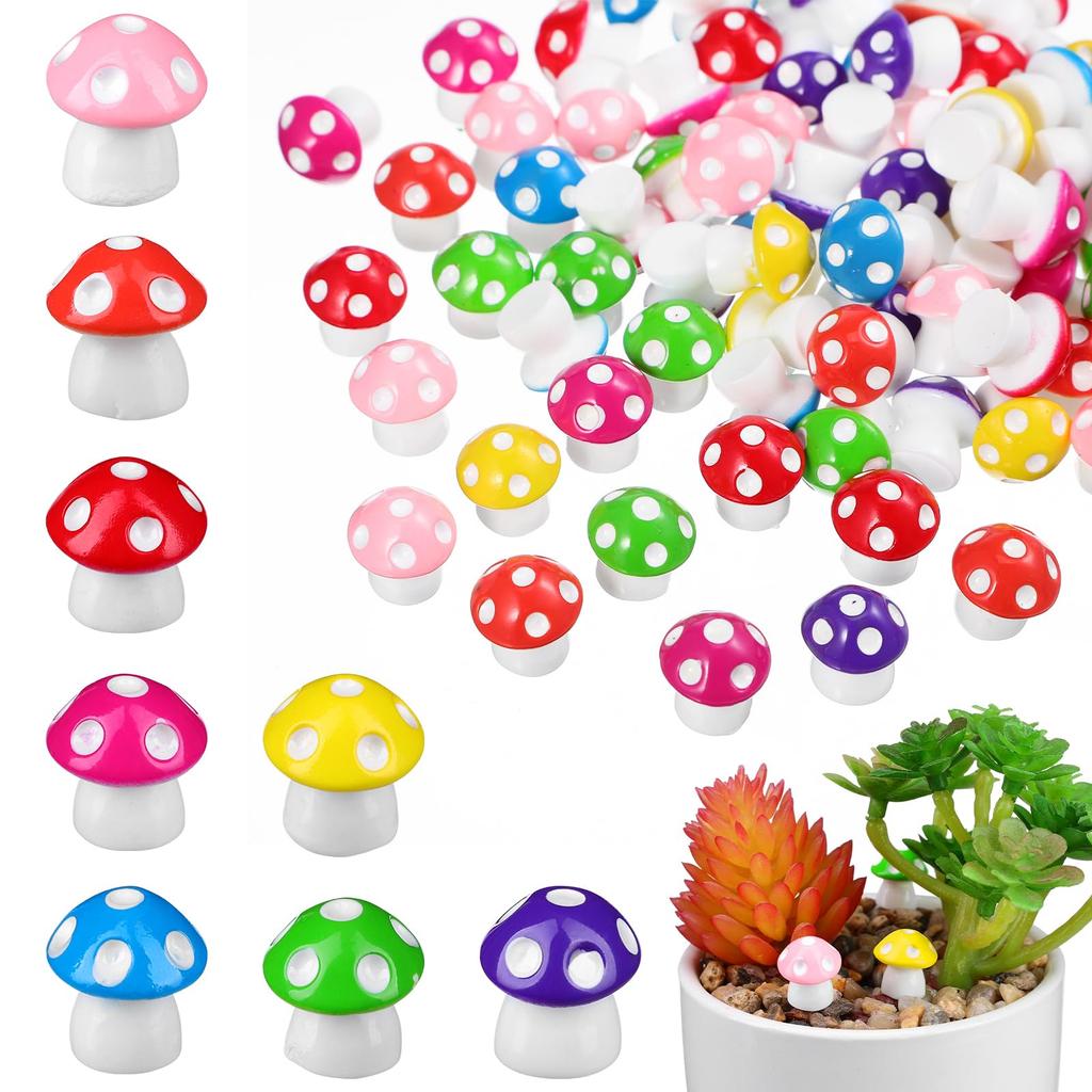 TOYANDONA 80 Штук 8 Цветов Мини-Грибы из Смолы - Миниатюрные Грибы, Милые Фигурки из Смолы для Террариума, Крошечные Искусственные Грибы, Феи, Бонсай