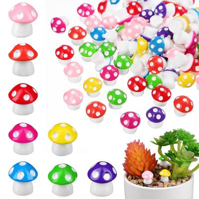 TOYANDONA 80 Штук 8 Цветов Мини-Грибы из Смолы - Миниатюрные Грибы, Милые Фигурки из Смолы для Террариума, Крошечные Искусственные Грибы, Феи, Бонсай