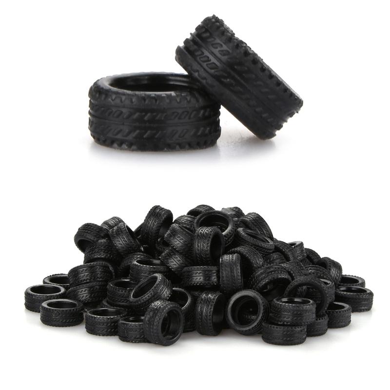 100Pcs/Box 1/64 RC Car Model Tires Rubber Tyre Tires Wheels 12mm*5mm Diorama Display Decoration Collection for 1/64 Car Model
