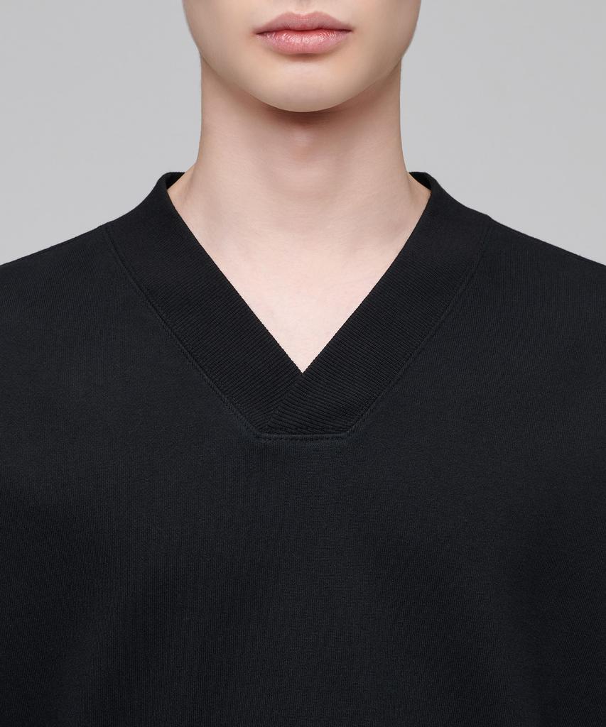 MUSINSA STANDARD Oversized V-Neck Sweatshirt [Black]
