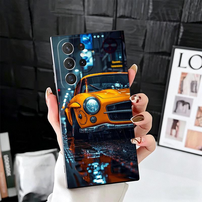 Винтажный Автомобиль Ретро Ностальгия Мягкий Чехол для Телефона для Samsung Galaxy S26 S25 Edge S24 Ultra S23 Plus S22 S21 FE S20 Черный Чехол Задняя Панель S