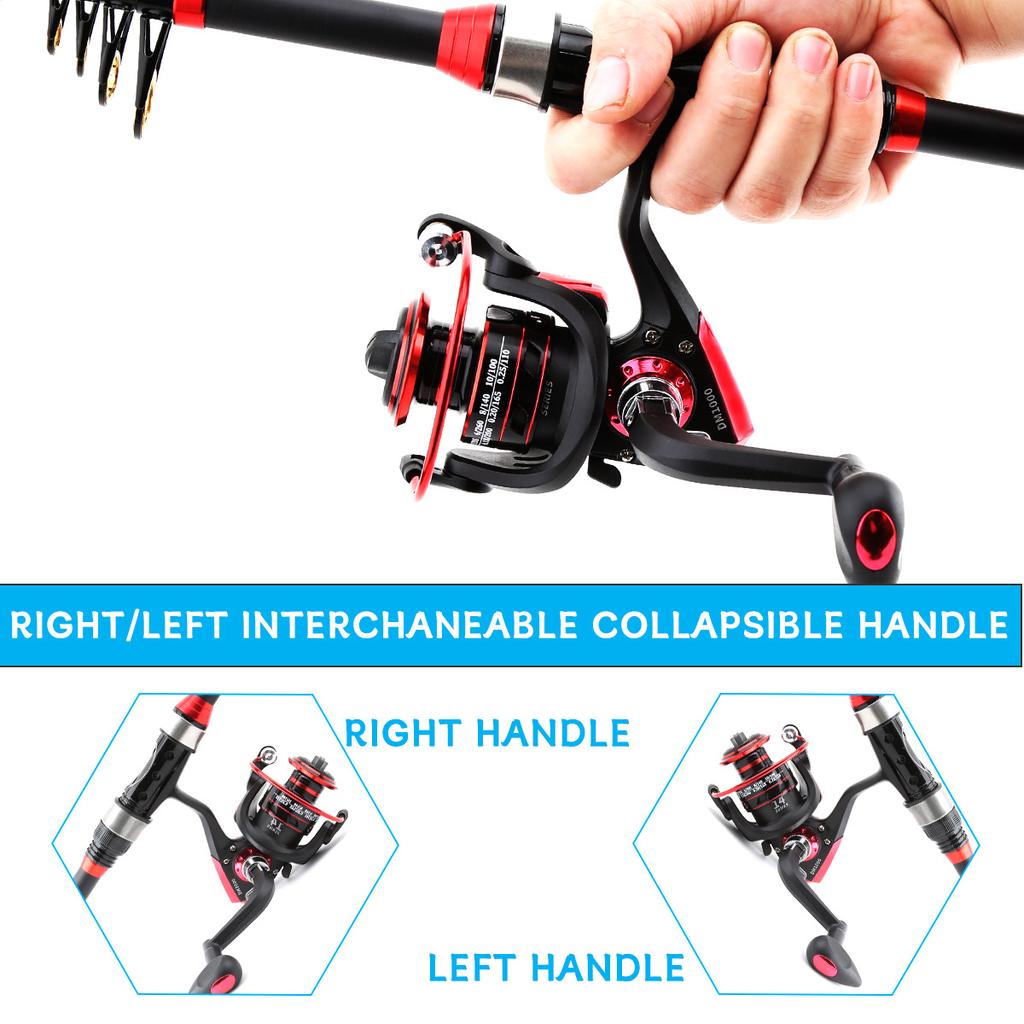 Новый комбинированный набор удочки и катушки из стекловолокна 5.5:1 вращающаяся катушка 1,8 м, удочка, наживка, крючок, портативная сумка для аксессуаров