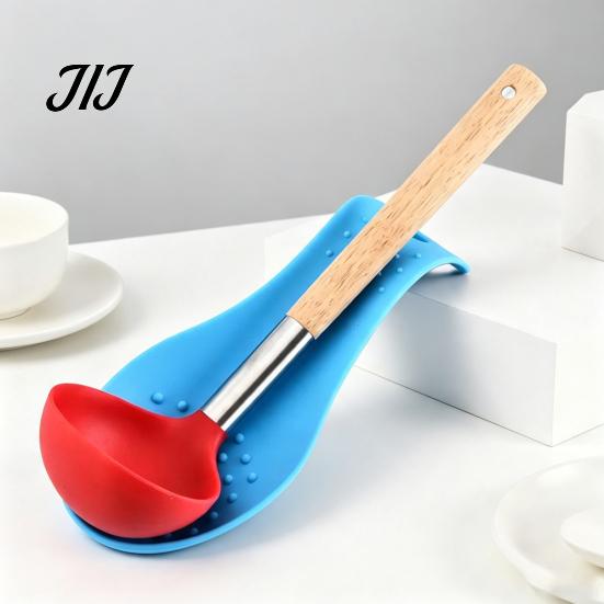 Hanging Spoon Rest with Hole Silicone for Kitchen Countertop, Heat Resistant Spatula Holder Non Slip Utensil Non-Slip Bump Design & Hole, Modern
