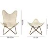 Handmade Genuine Leather Butterfly Chair With Footstool Foldable Relax Arm Chair