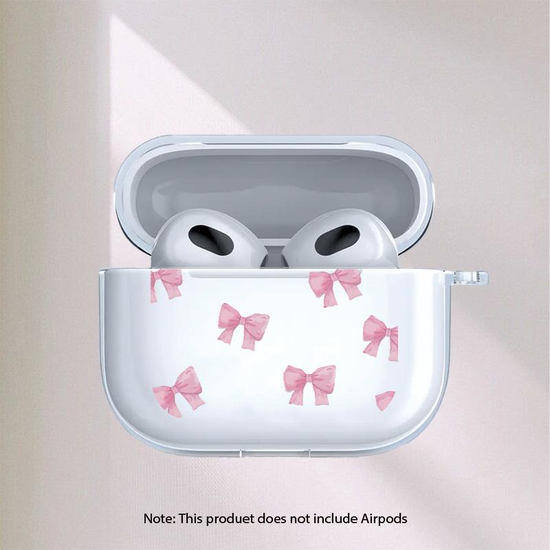 Розовый узор с бантом Защитный чехол для наушников для AirPods Pro2/Pro3/Pro Противоударный чехол для наушников для AirPods 4/3/1/2
