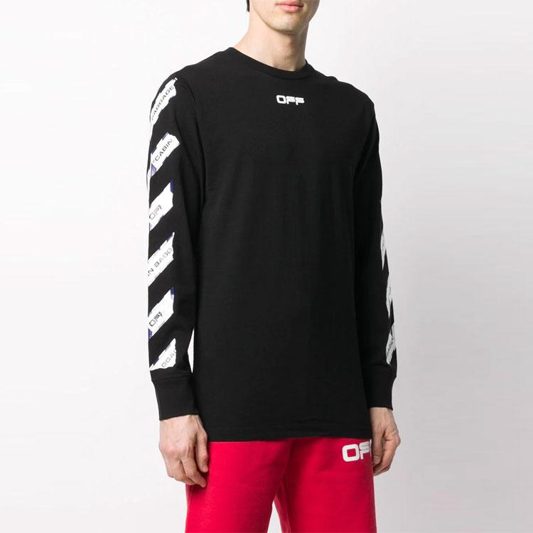 Off-White Airport Tape Long-Sleeve T-Shirt Black Men Tops OMAB001S201850031088