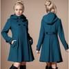 Woolen Jacket Women's Medium and Long Woolen Coat Hooded Double-breasted Cape Trench Coat