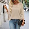 Women's Fashion 7/10 Sleeve Knit Solid Color Casual Top