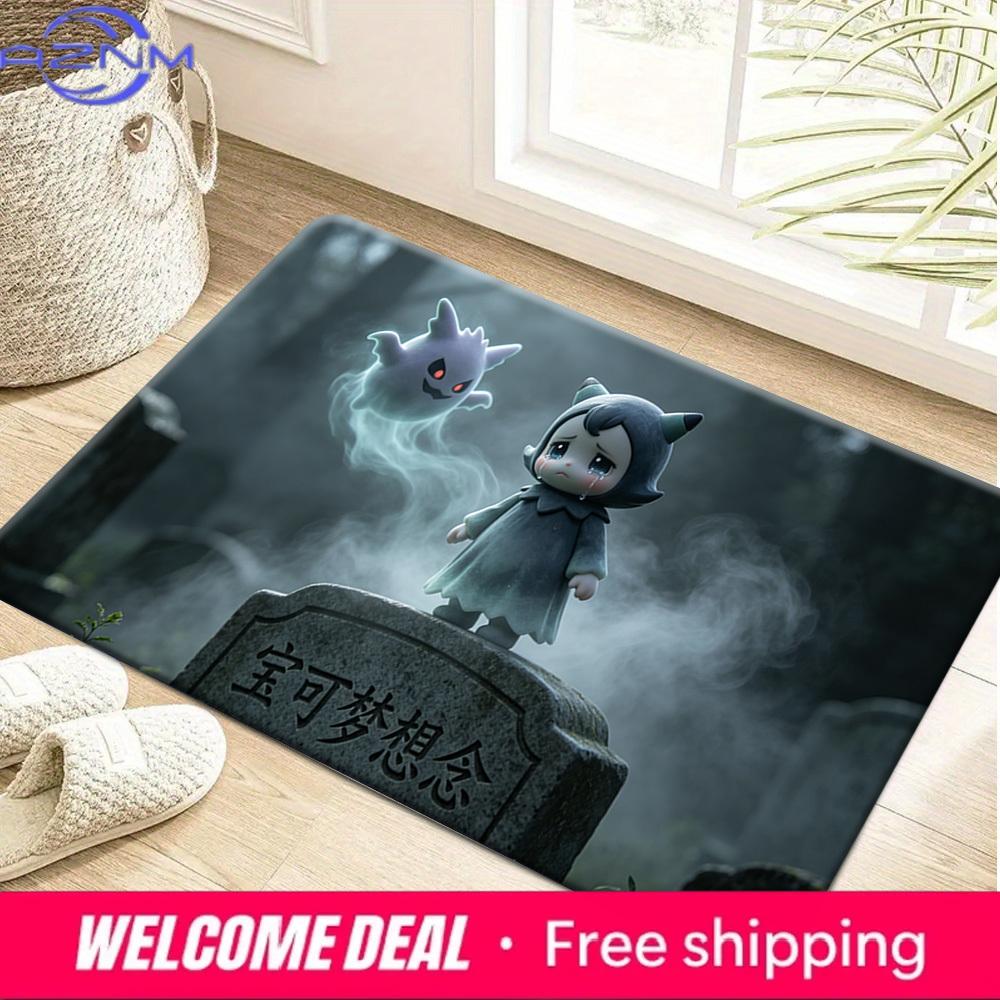 Spooky Graveyard Ghost Pokemon Print Doormat Non-Slip Water Absorbent Floor Mat for Home Decor