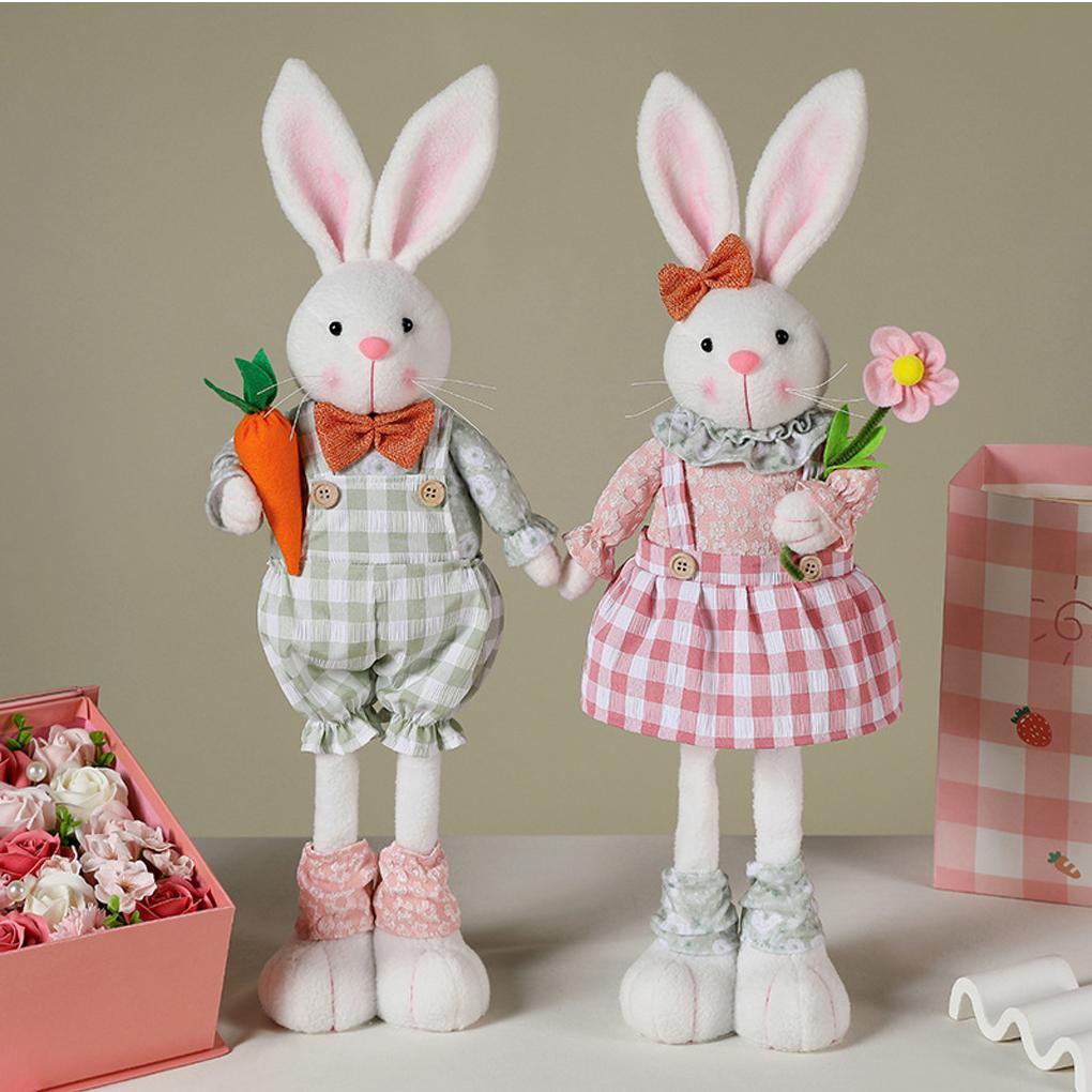 Standing Telescopic Rabbit Doll Easter Theme Party Supplies Home Decoration Ornaments Dwarf Doll