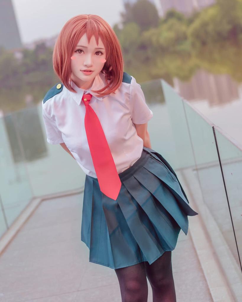 [Milky Time] My Hero Academia Cosplay Anime Uniform Wig for Halloween (Skirt Set, Size L)