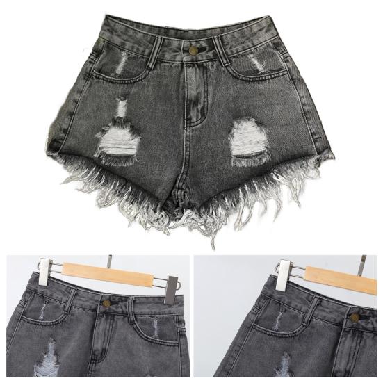 Женские джинсовые шорты с рваными отверстиями и высокой талией на пуговицах на молнии свободного кроя трапециевидной формы с карманами больших размеров короткие джинсы женские пляжные шорты для свиданий