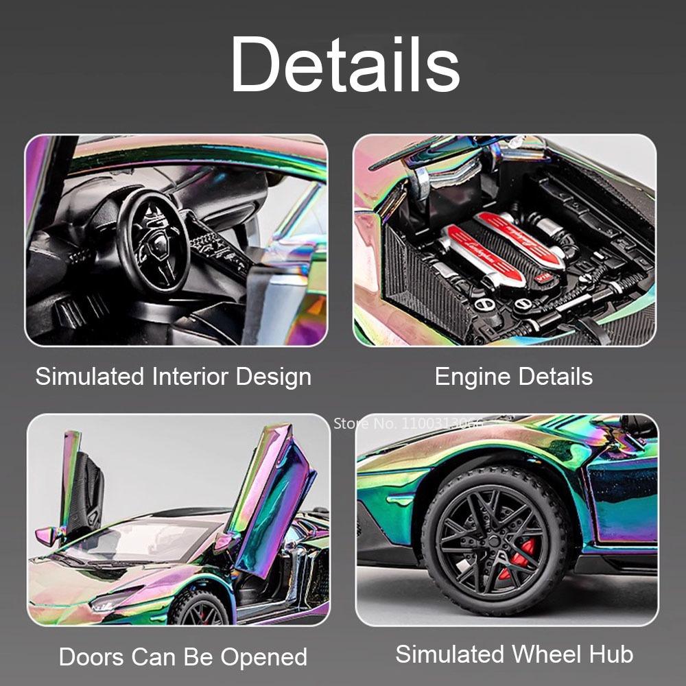 1:32 Lamborghini Lp750-4 Lp770-4 Машинки Игрушечные Модели Резиновые Шины Миниатюрные Модели Транспортных Средств Двери Открываются Спортивный Автомобиль Детский Фестиваль Подарки