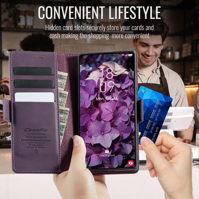 Магнитный чехол-книжка из кожи для Samsung Galaxy S26 Plus S25 Edge S24 FE S23 S22 S21 S20 Note 20 Ultra 5G с отделениями для карт