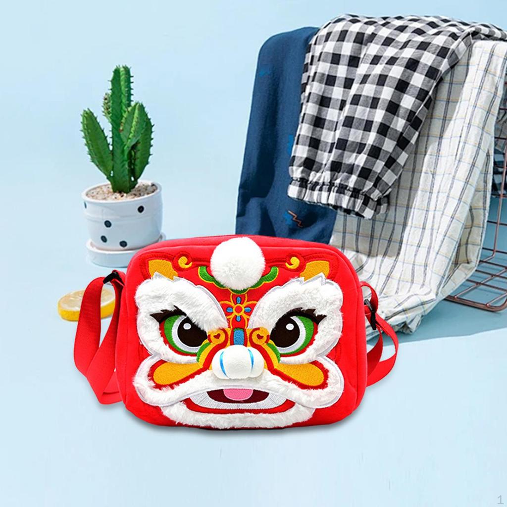 Chinese Year Red Crossbody Bag Embroidery Plush Shoulder Versatile Portable Stylish Lunar