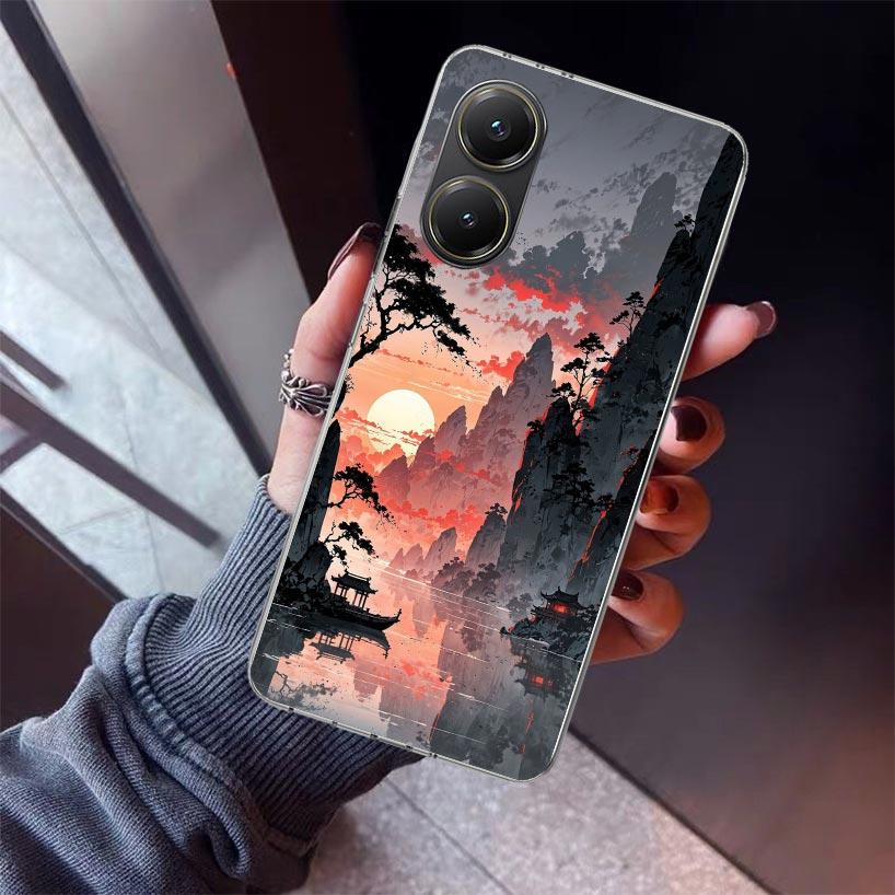 Чехол для телефона в китайском стиле, арт, тушь, для Xiaomi Poco X7 X6 X5 Pro F7 Ultra Redmi 15C 15 13 13C 12 12C 10 10A 10C 9 9A 9C 9T